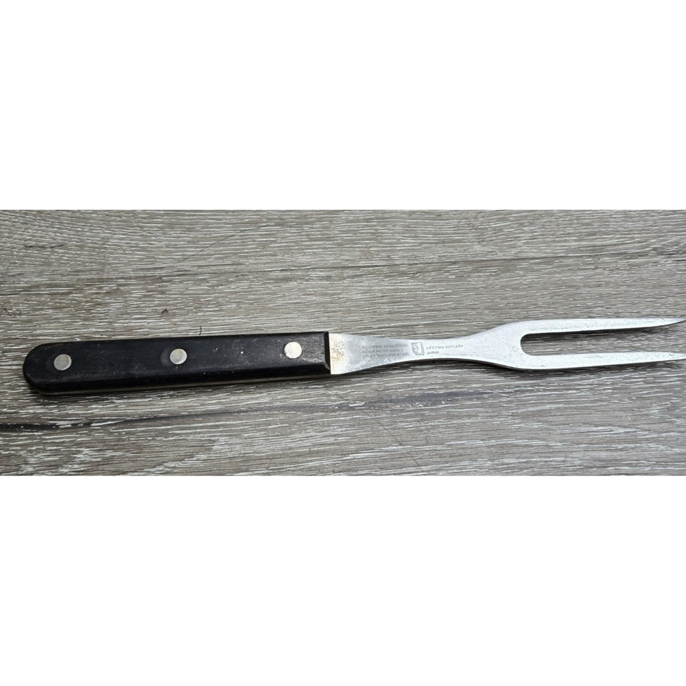 Lifetime Cutlery  L C Germain Carving Fork Stainless Steel 2-Prong Wood Japan